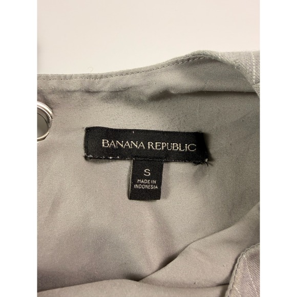 Banana Republic Womens Grey Pinstripe Sleeveless Tie Neck Keyhole Work Top Small - Picture 2 of 11